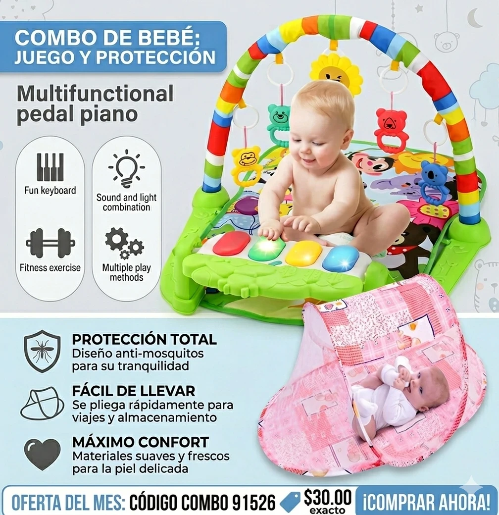Combo de gimnasio y mosquitero para bebe 