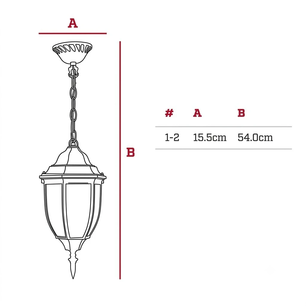 FAROL COLGANTE COLONIAL BLANCO 155X540MM 1L E27 4