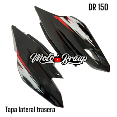 PL DR 150 Tapa lateral trasera negra (par) calcomania roja IMTAL264 OKL
