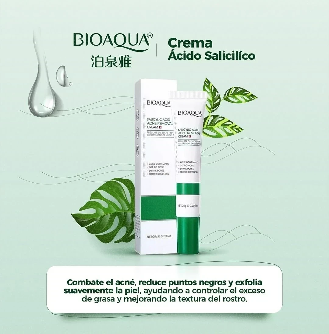 CREMA ANTI-ACNÉ DE ÁCIDO SALICÍLICO BIOAQUA ☺️💖 3