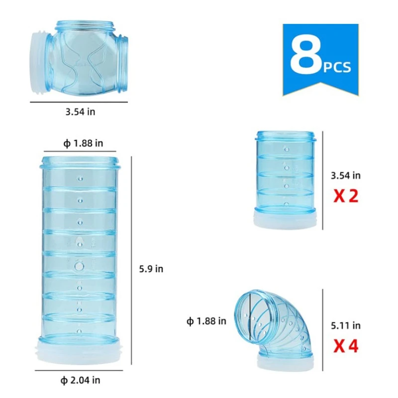 Juego de Tubos 8 Pcs para Hamster Jerbo Cdt-08 2