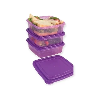 SET 3 RECIPIENTES CUADRADOS GRAPE GLITTER