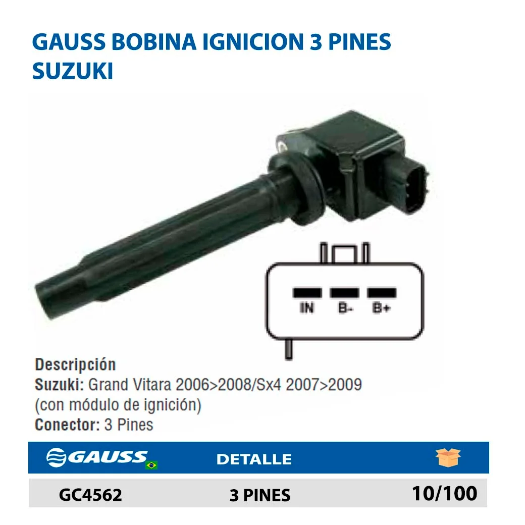 GAUSS BOBINA IGNICION 3 PINES SUZUKI 
