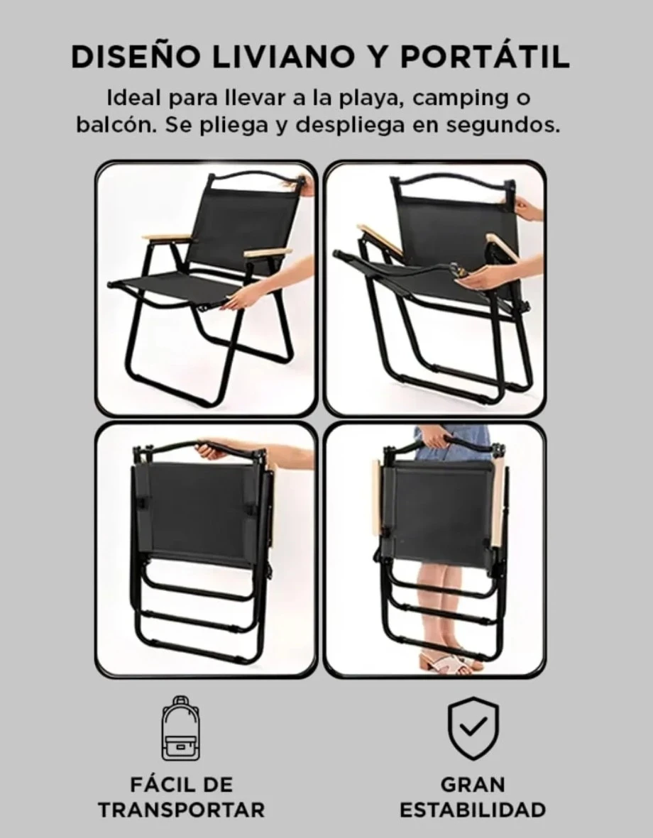 Silla estilo reposera plegable camping  3
