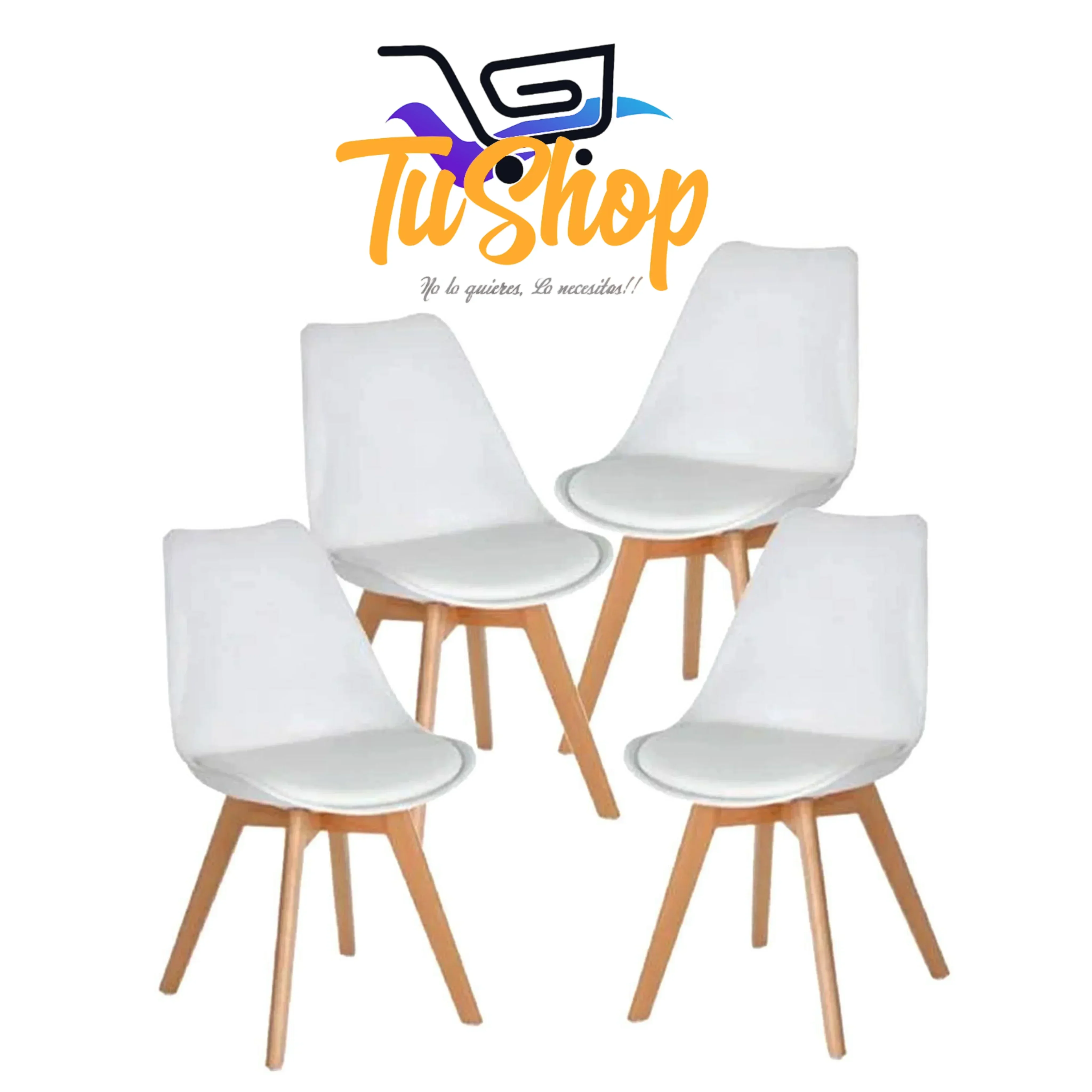 Set x 4 Sillas Eames Tulip Asiento Acolchado 