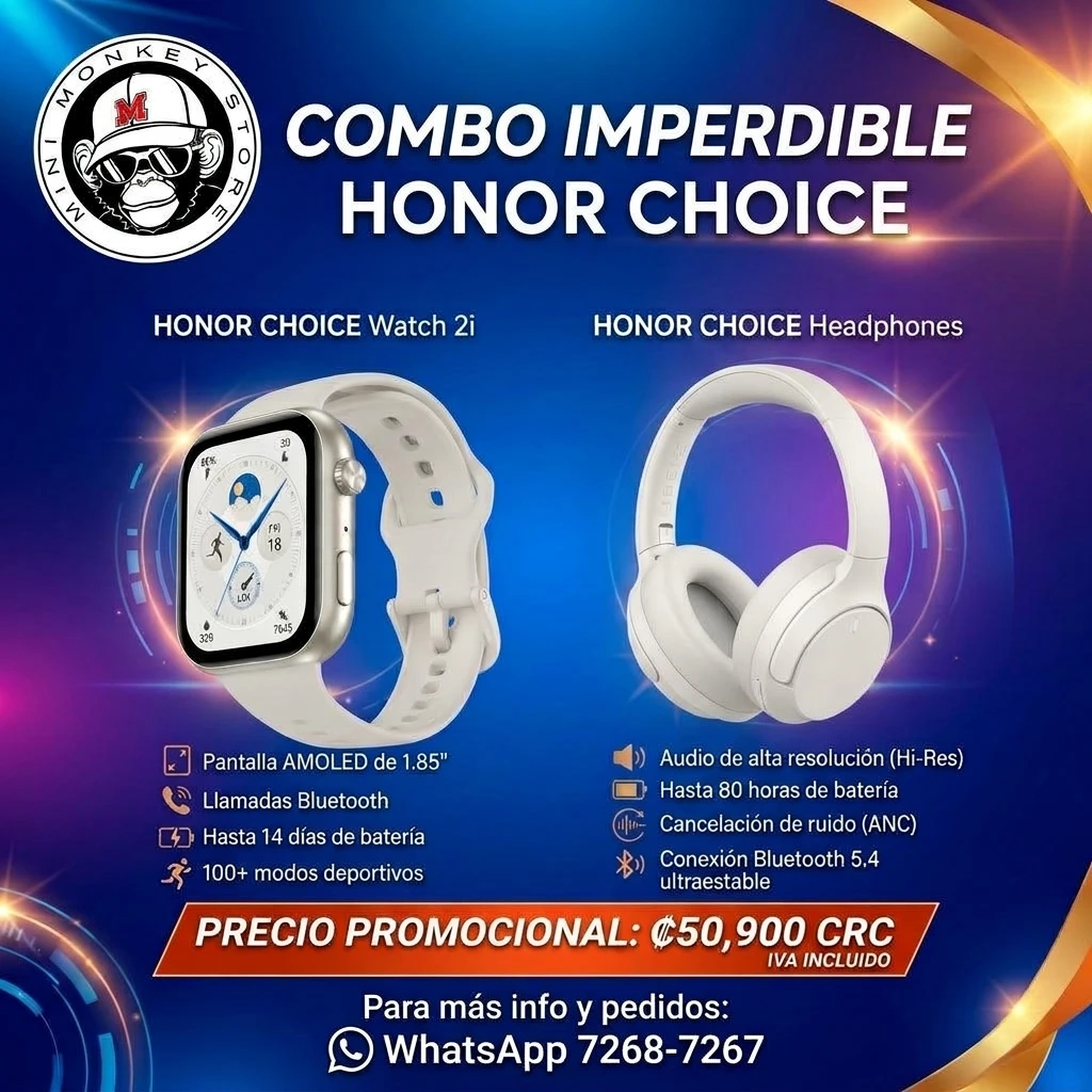 Combo Honor Choice Watch 2i + Sport Mate Headphone color Blanco Mate