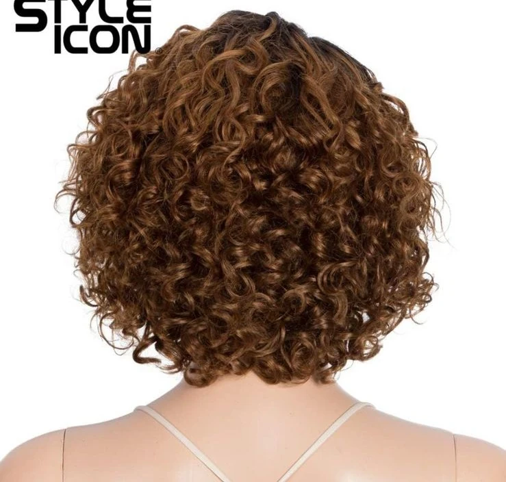 Peluca Rizada #1b/30  de  cabello 10 pulgadas, sin pegamento 3