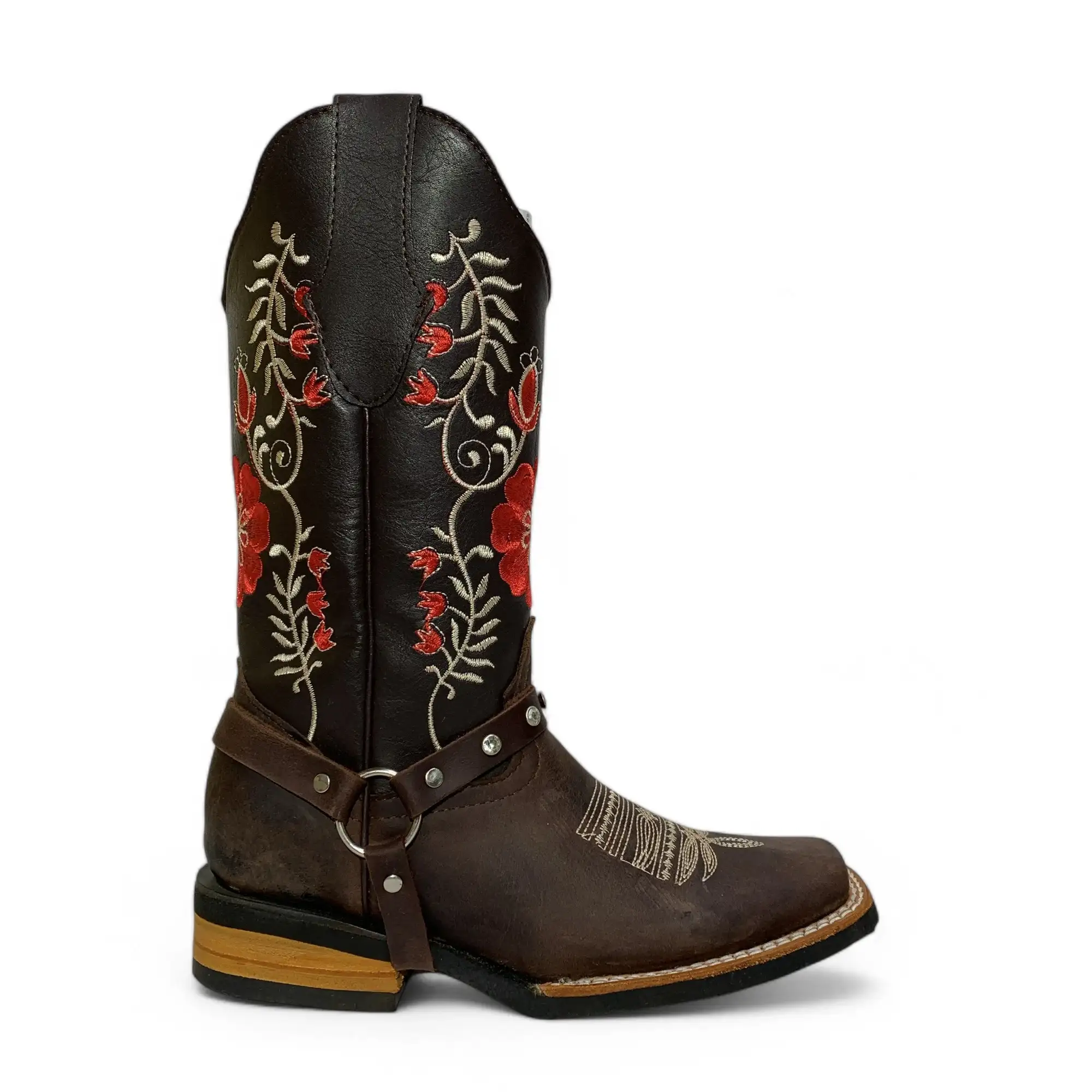 Bota Vaquera Dama Rodeo Flores Red 
