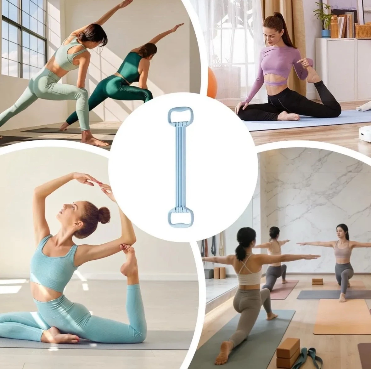 Banda De Resistencia Con Mangos Liga Elástica Estiramiento Yoga Pilates Ejercicio 4