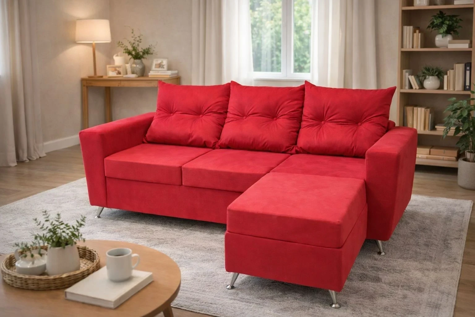 SILLON 3 CUERPOS COLOR ROJO 1.80 X 80CM C/CAMASTRO
