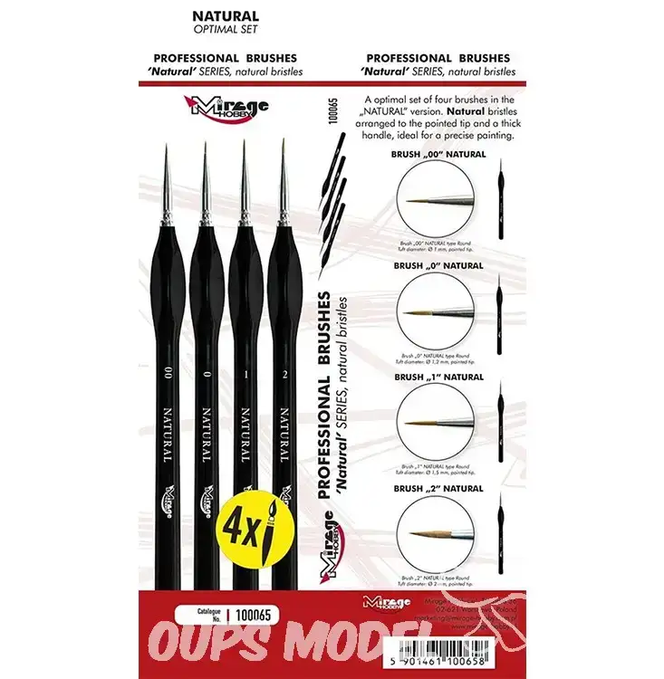Juego de pinceles Mirage 100065 NATURAL OPTIMAL SET 00, 0, 1, 2 Cerdas naturales