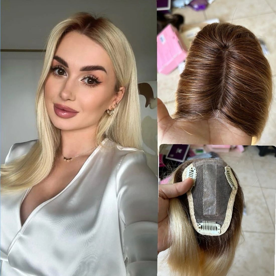 Topper cabello humano 4/613 de 14 pulgadas 