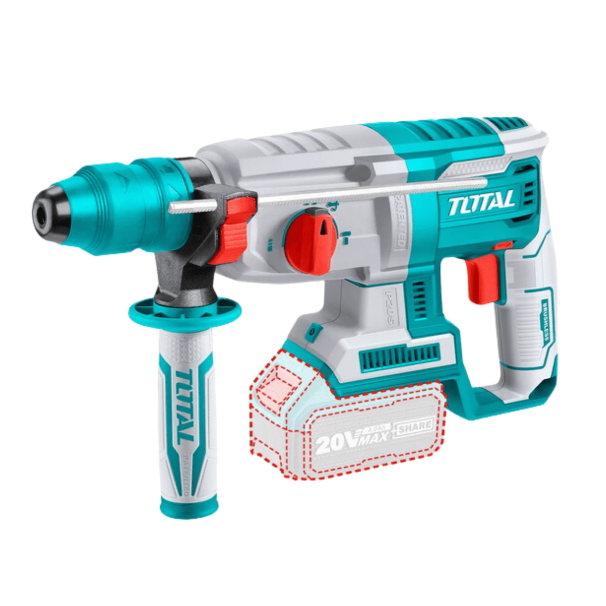 TOSLI230803 Combo rotomartillo + amoladora 20v 2 baterias 4ah y cargador total 3