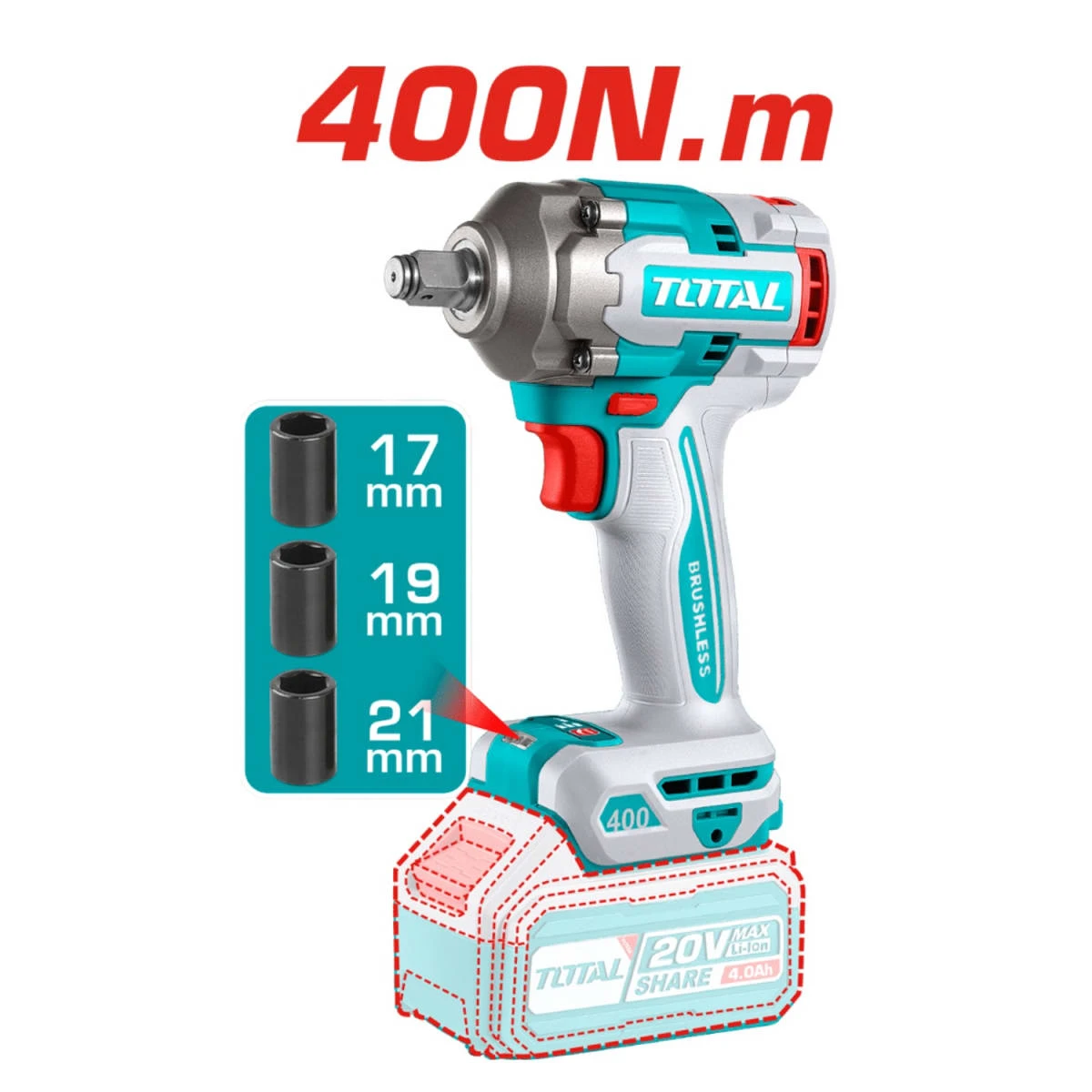 TOSLI241291 Combo taladro 66n.m. + amoladora y llave de impacto 20v total 4