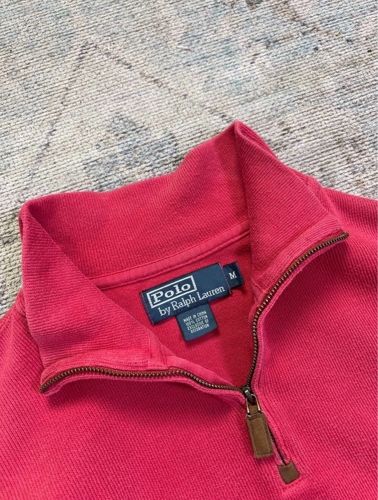 Suéter vintage  quarter-zip Polo by Ralph Lauren de algodón.  2