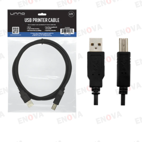 Cable USB para Impresora Unno Tekno 6ft Negro
