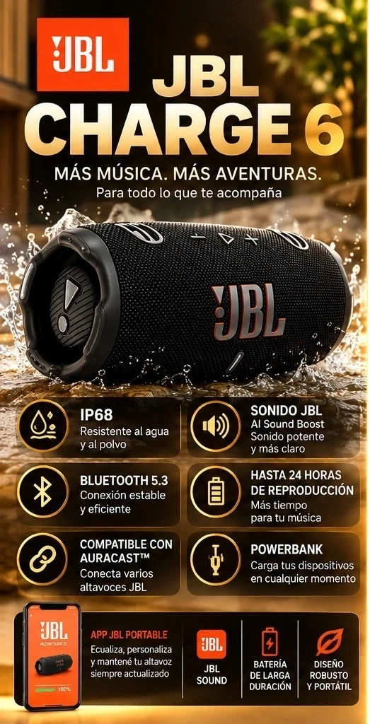 JBL CHARGE 6 *CONSULTAR DISPONIBILIDAD CON EL VENDEDOR*