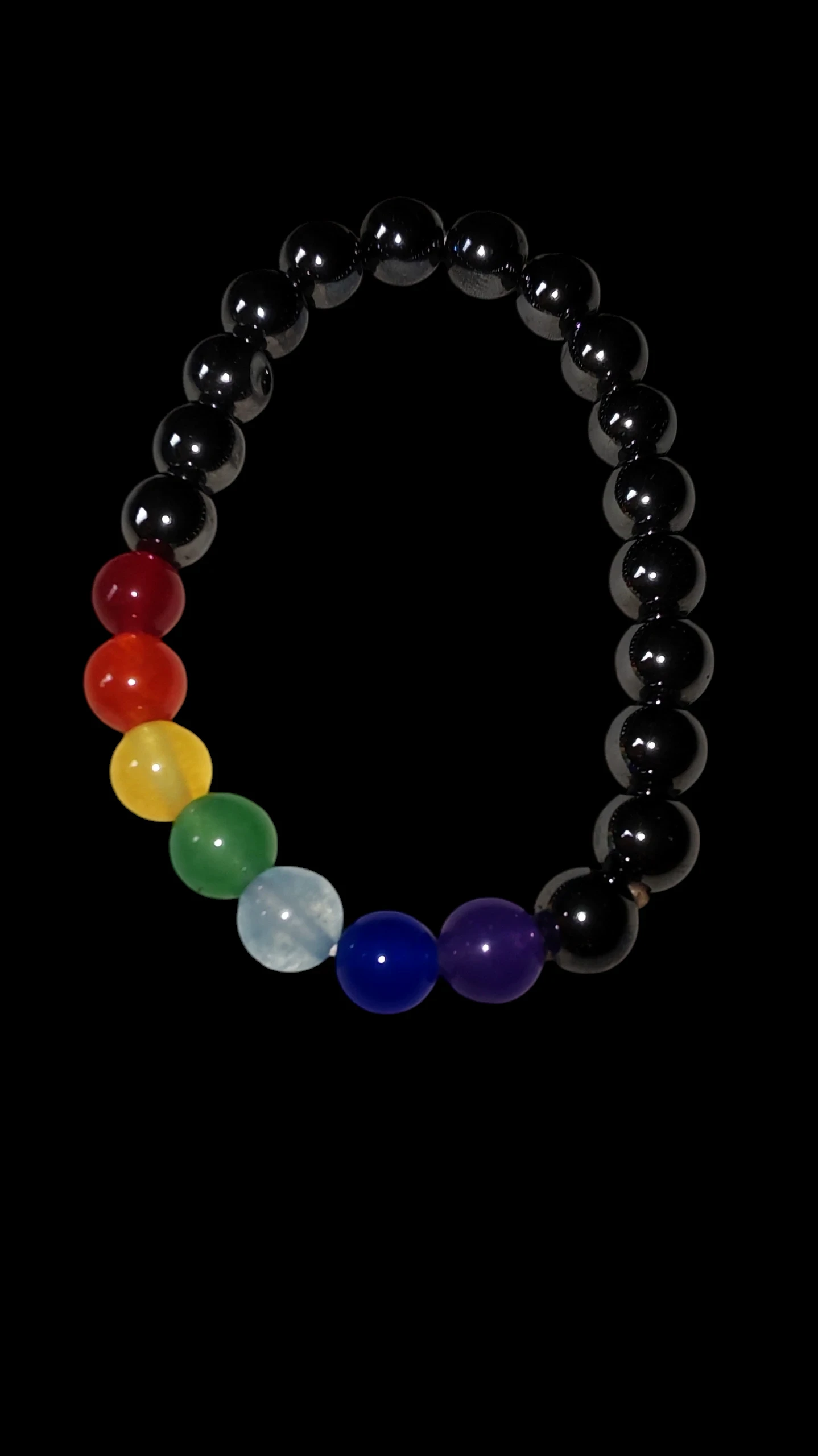 Pulsera elástica 7 chakras piedras naturales redondas 8mm 3