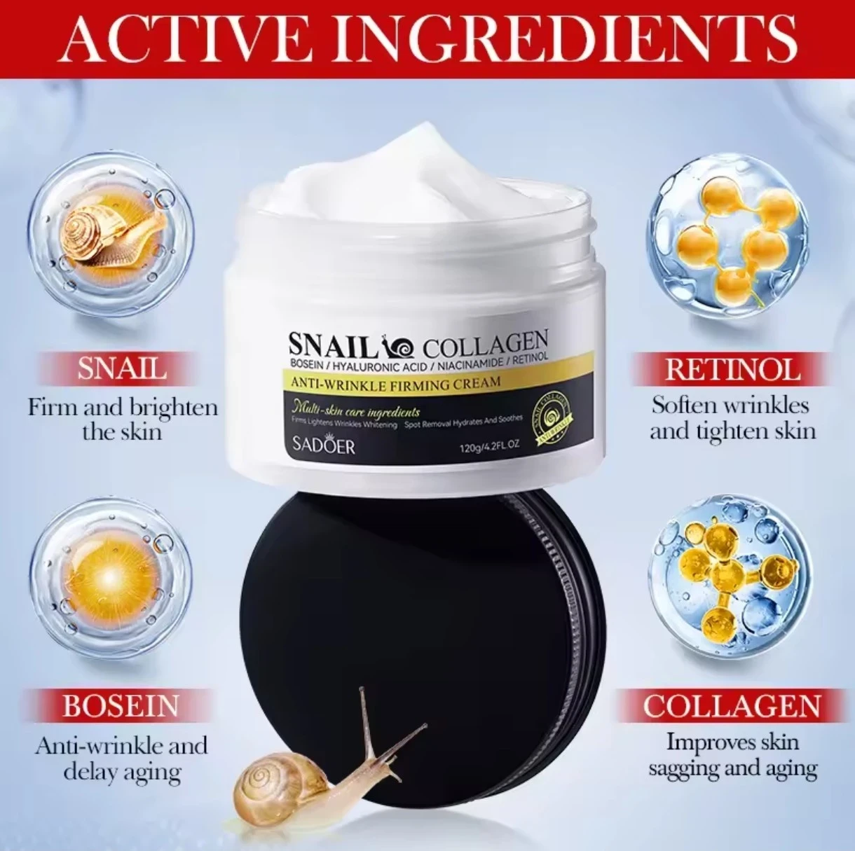 Crema SADOER Snail Collagen: Firmeza y Regeneración Total 🐌 2