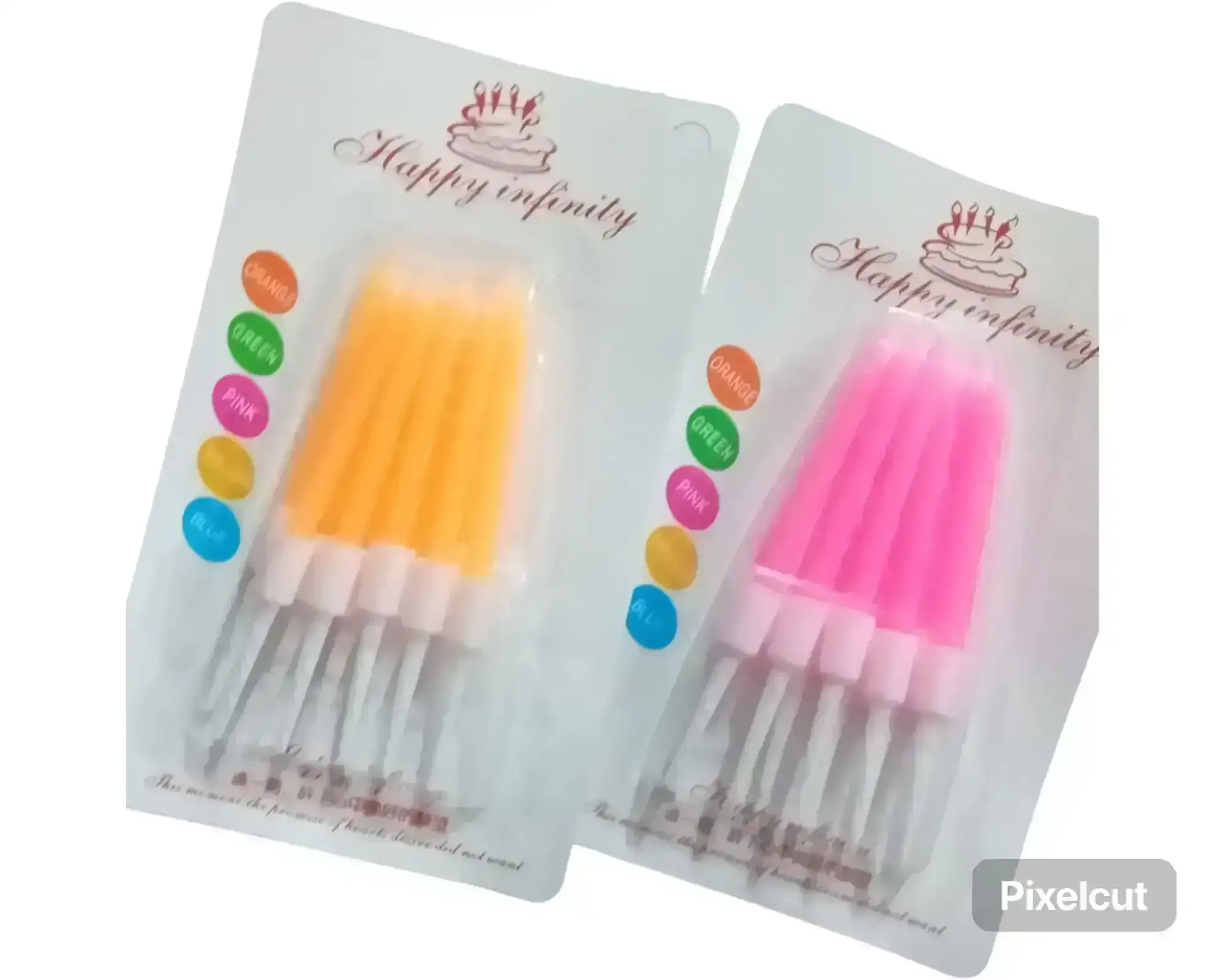 Vela tirabuzón fluo con porta vela blister x 10 unidades 