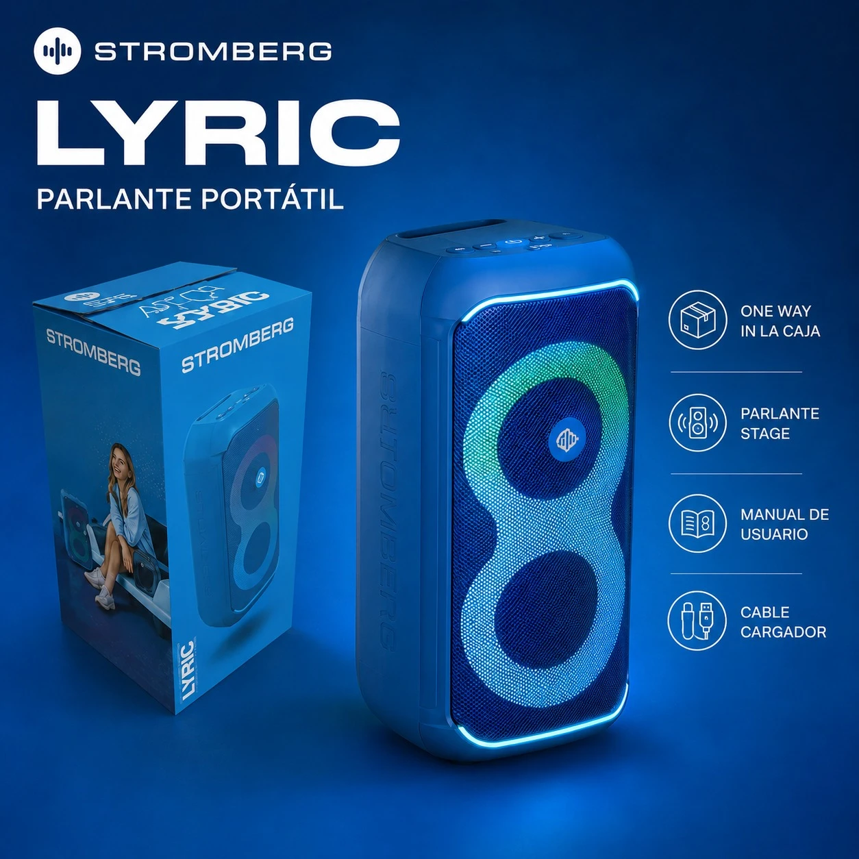 PARLANTE PORTÁTIL STROMBERG LYRIC AZUL 