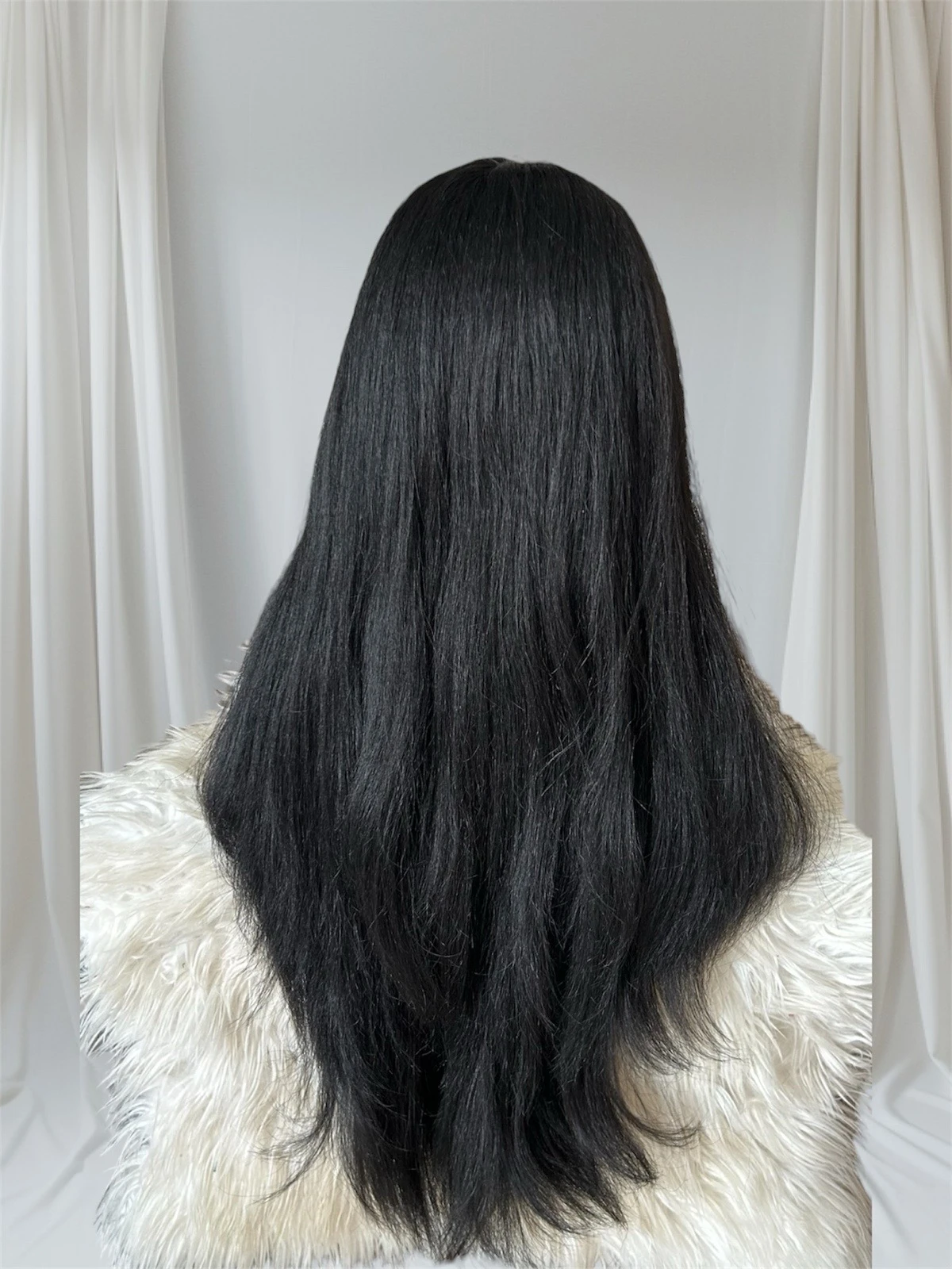 Peluca semi en V de 28" cabello yaki  4