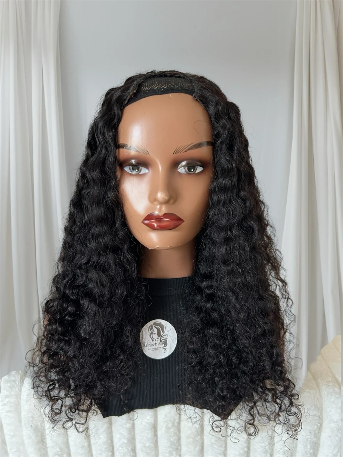 Peluca Rizada en U cabello Humano 24 pulgadas 3