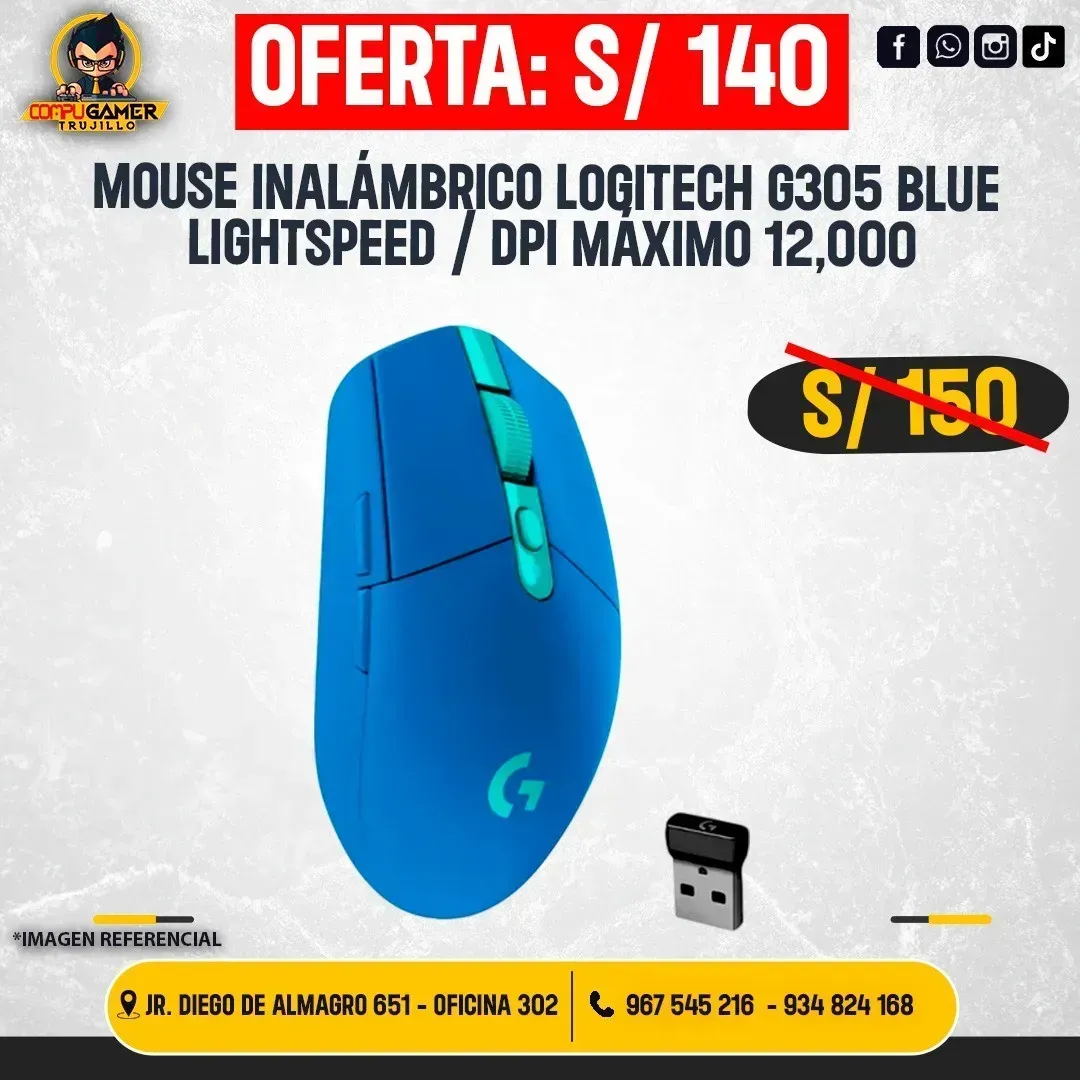 MOUSE INALÁMBRICO GAMER G305 LIGHTSPEED BLUE