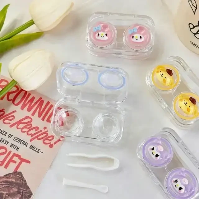 Porta Lentes Transparente Kawaii + Pinza + Aplicador  8
