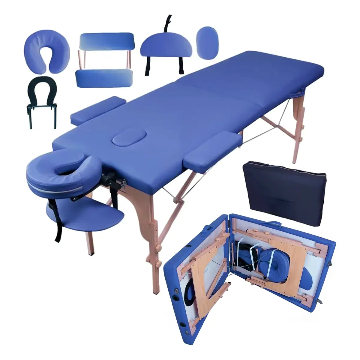 Camilla para masaje plegable, portátil y reclinable color azul Lenivé