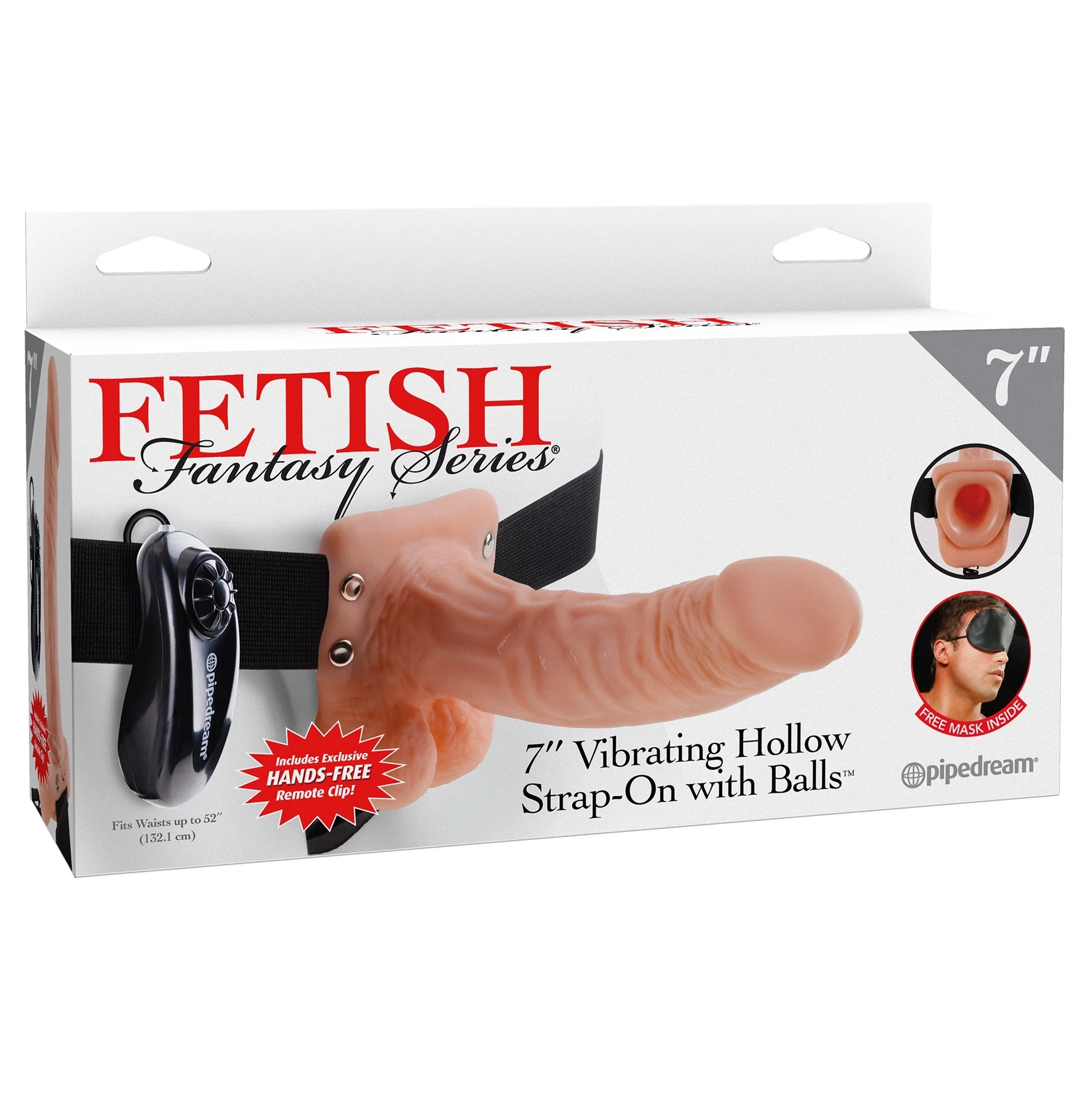 7" Vibrating Hollow Strap-On with Balls