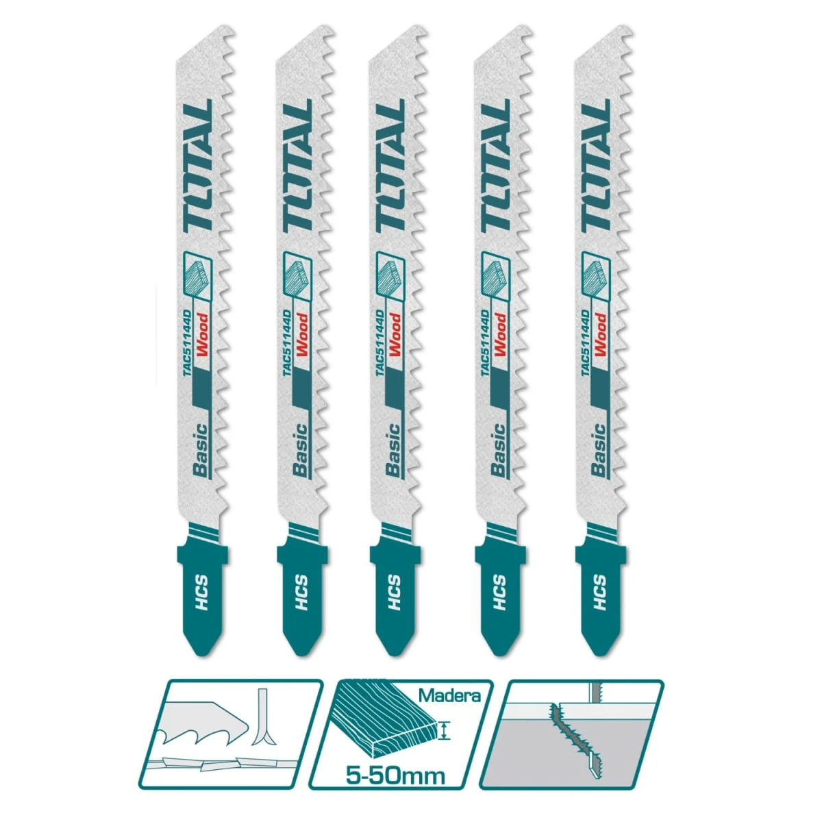 TAC51144D Set de cuchillas de madera para sierra sable 5pcs total 3