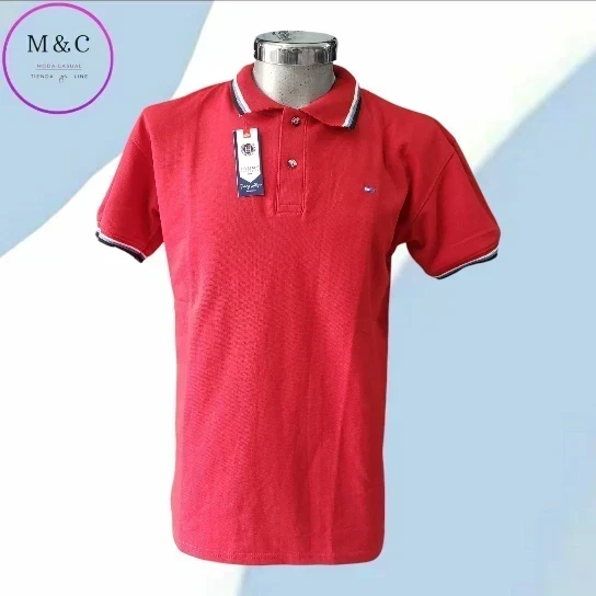 Playera Polo Talla M  diseño en cuello y mangas 9