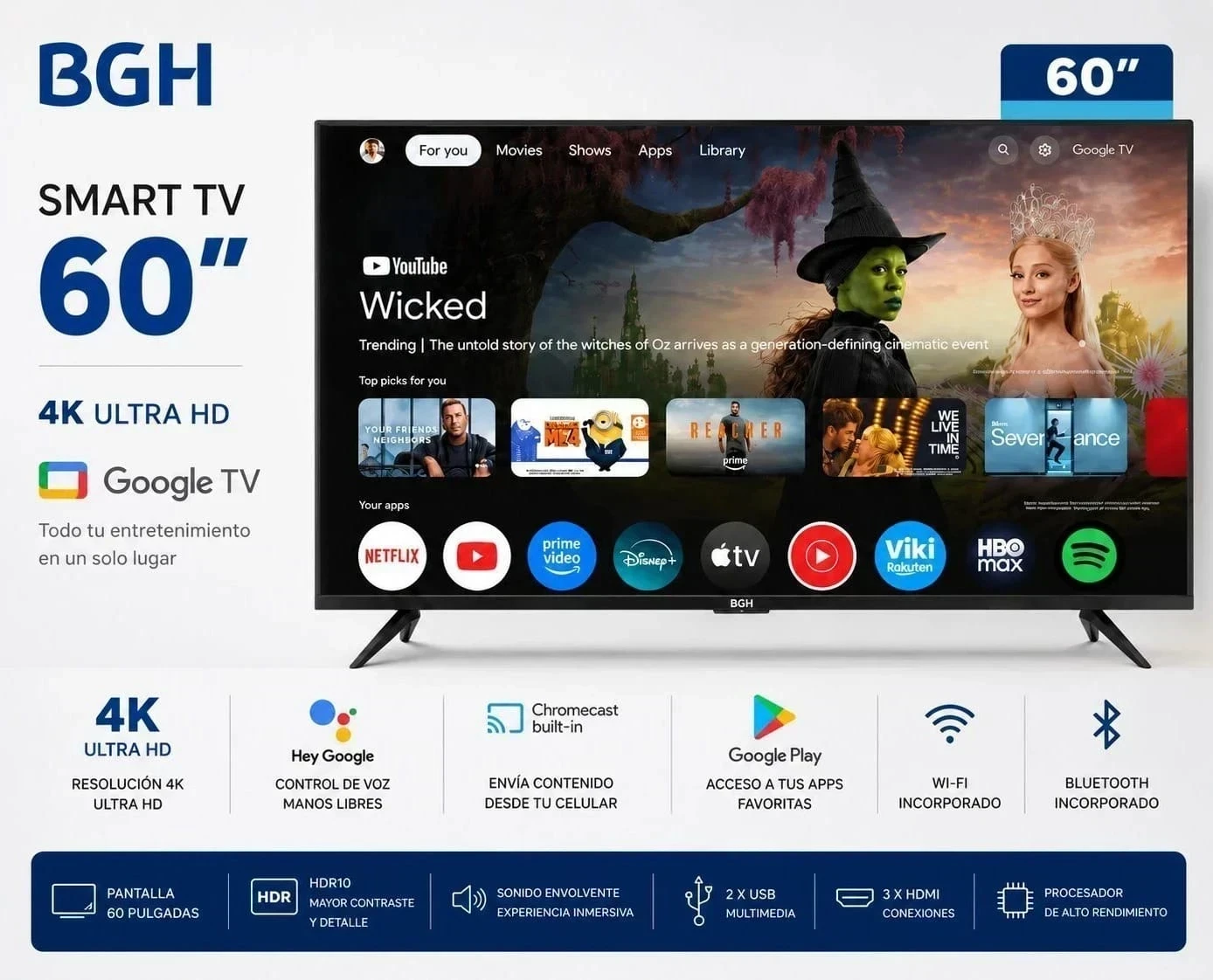 SMART TV BGH 60” C/GOOGLE TV