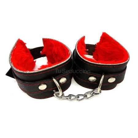Esposas Grandes Peluche Rojo con Cadena