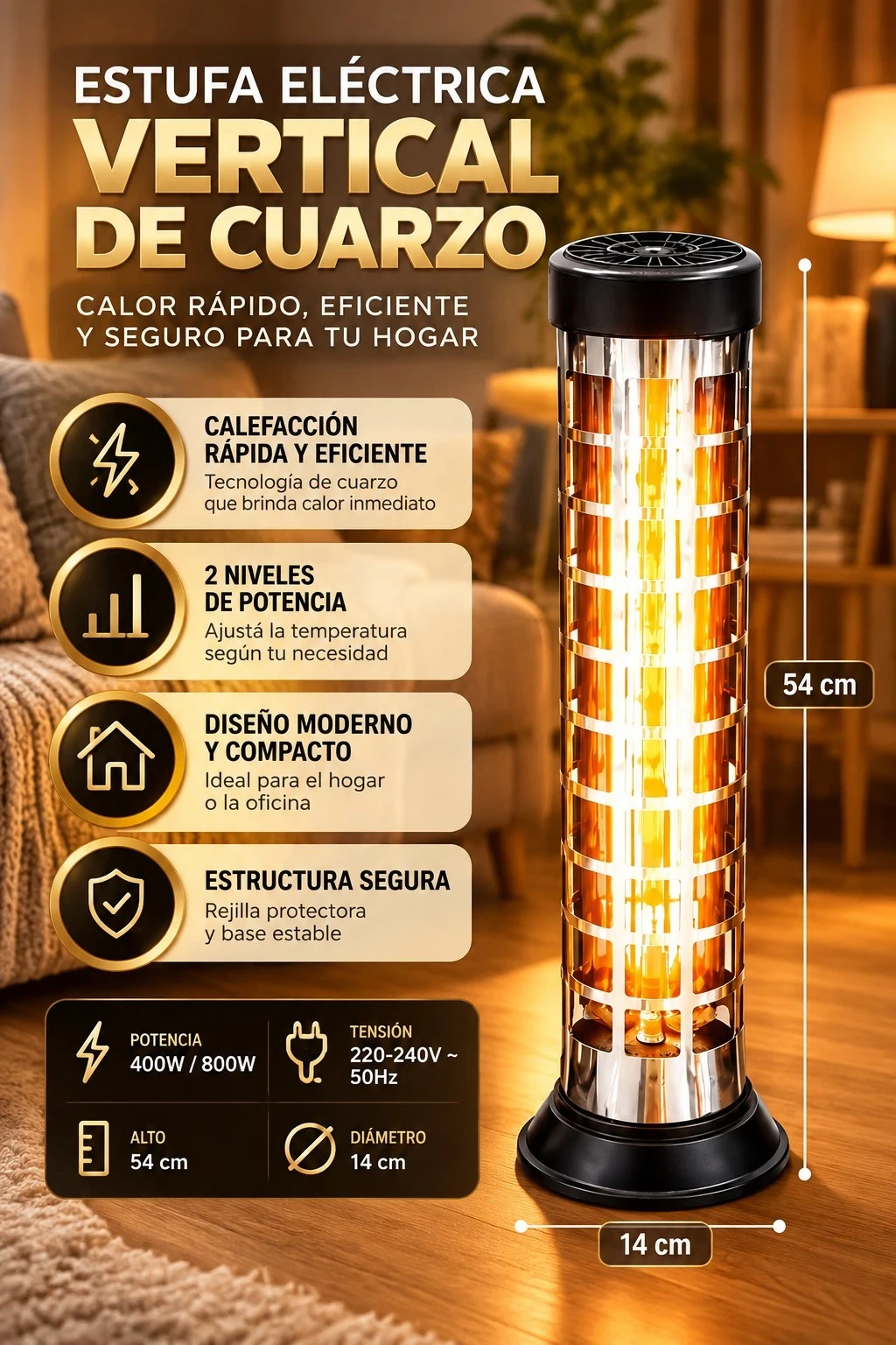 ESTUFA ELÉCTRICA VERTICAL DE CUARZO CONSULTAR DISPONIBILIDAD CON EL VENDEDOR