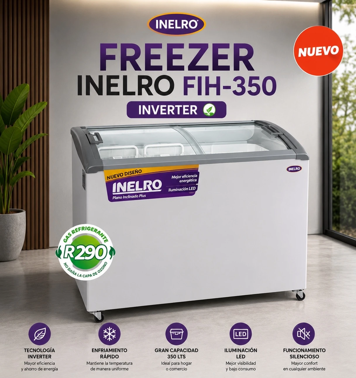 FREEZER INELRO FIH350PI T/VIDRIO 279Lts. BLANCO ‼️SOLO POR PEDIDOS ‼️ 
