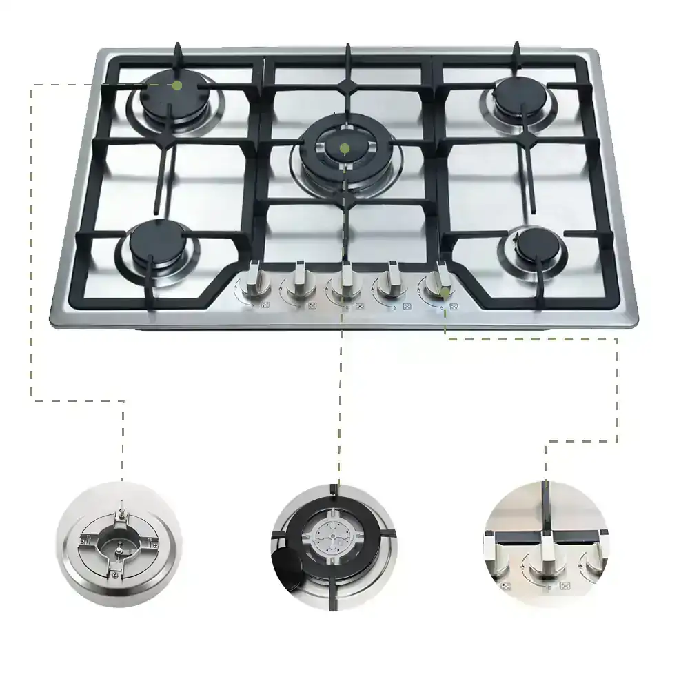 Parrilla de Gas Empotrable con 5 Quemadores de Acero Inoxidable 3
