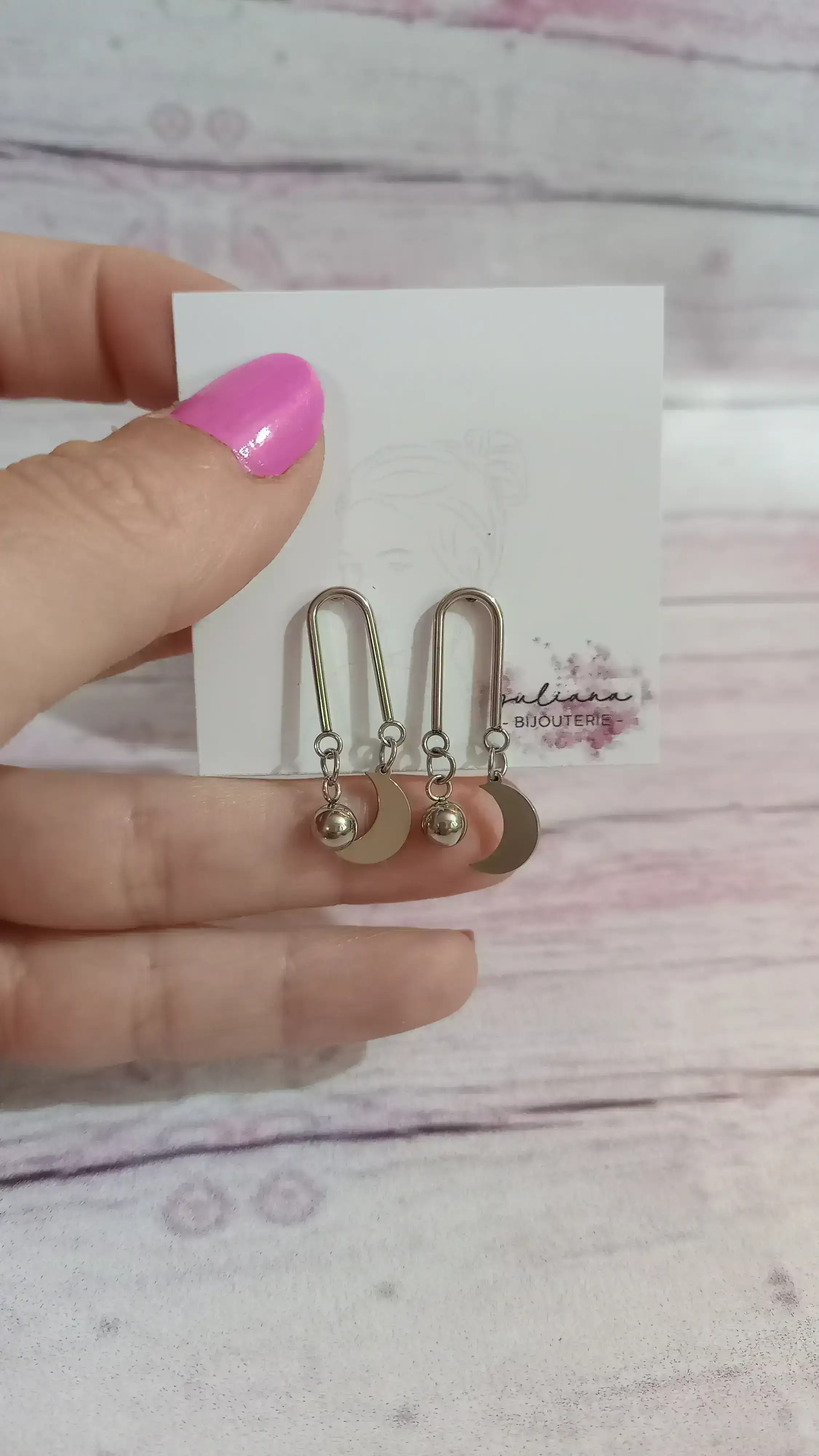 Aros pasantes Luna y bolita💝💝💝