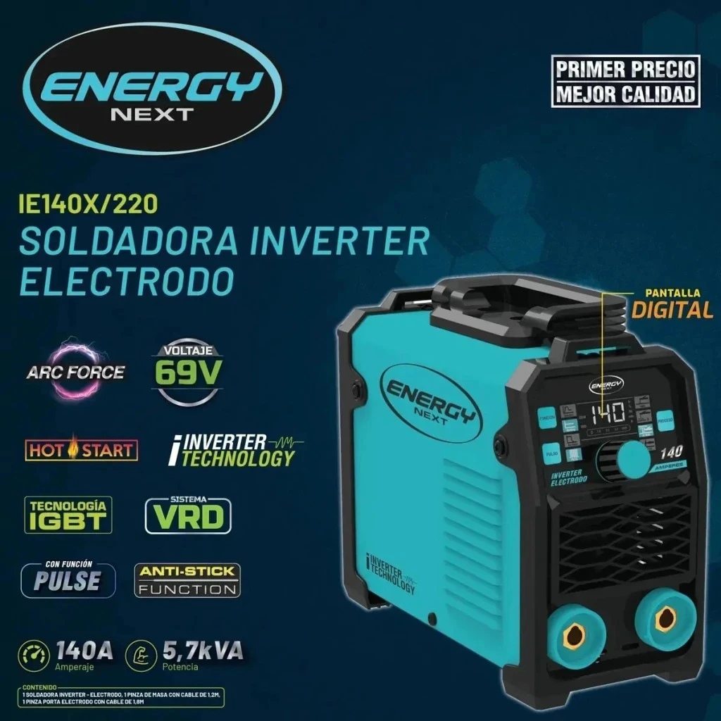 SOLDADORA INVERTER ELECTRODO MMA 140 AMP PANTALLA LED ENERGY ‼️RETIRO INMEDIATO ‼️ 2