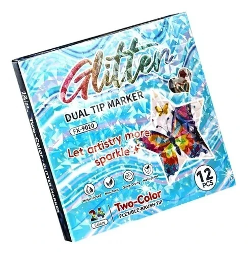 maecador con glitter dual 12 pzas