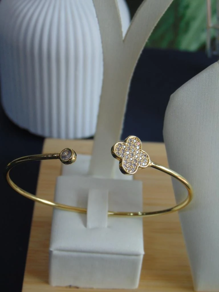SET JUEGO RODIO DOR TREBOL + PULSERA *ANILLO 5