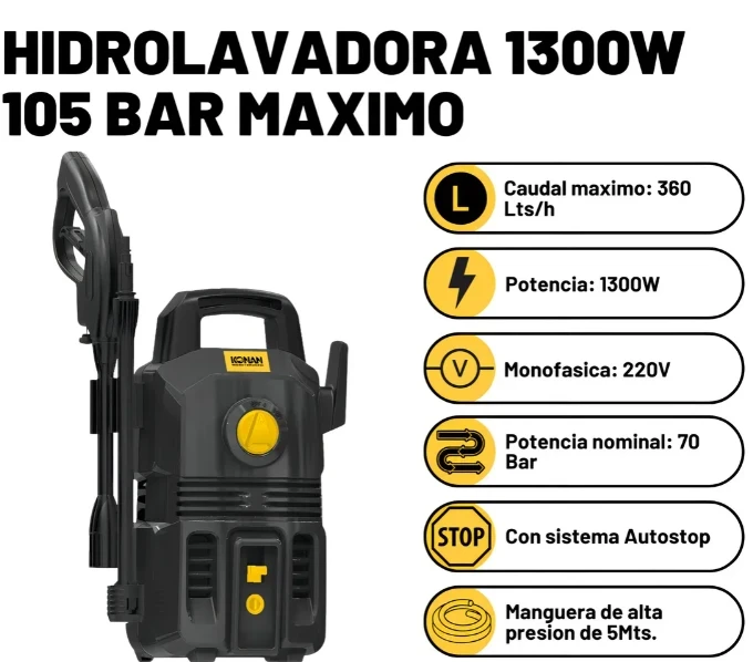 HIDROLAVADORA KONAN 105BAR 1300W