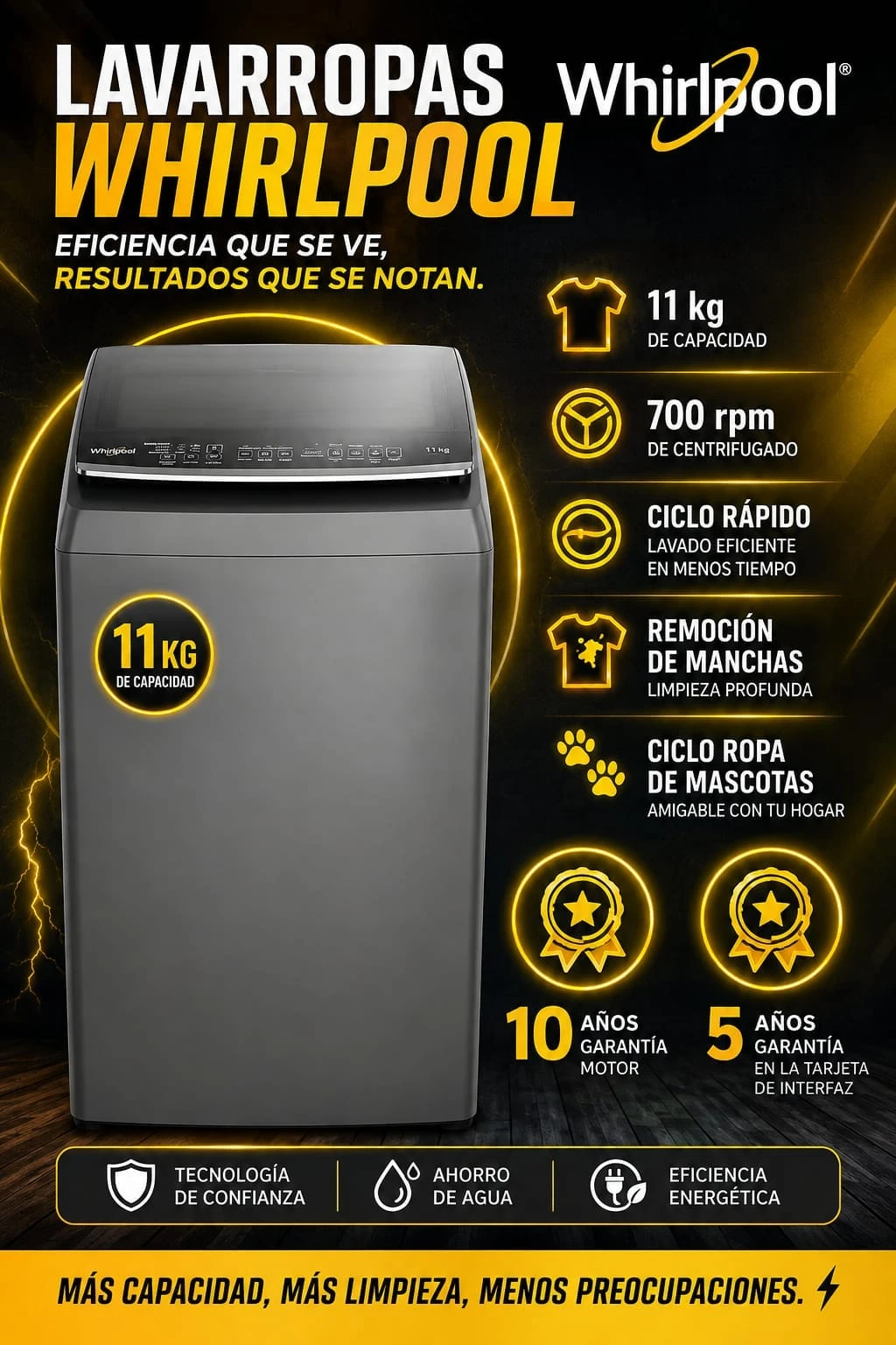 Lavarropas Whirlpool c/sup 11KG