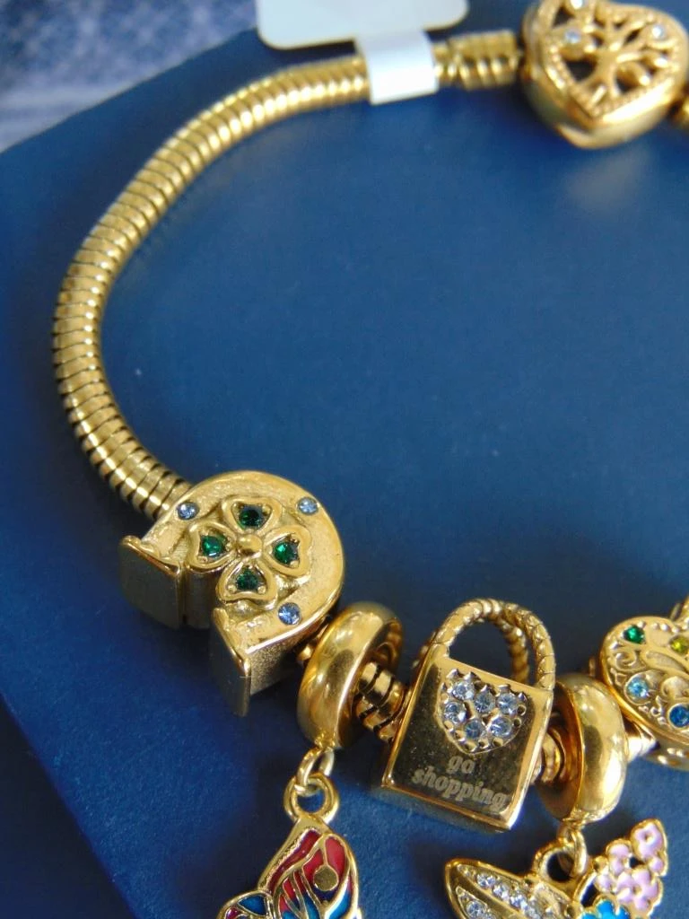 PULSERA ACERO DOR TIPO PANDORA MARIPOSAS 3