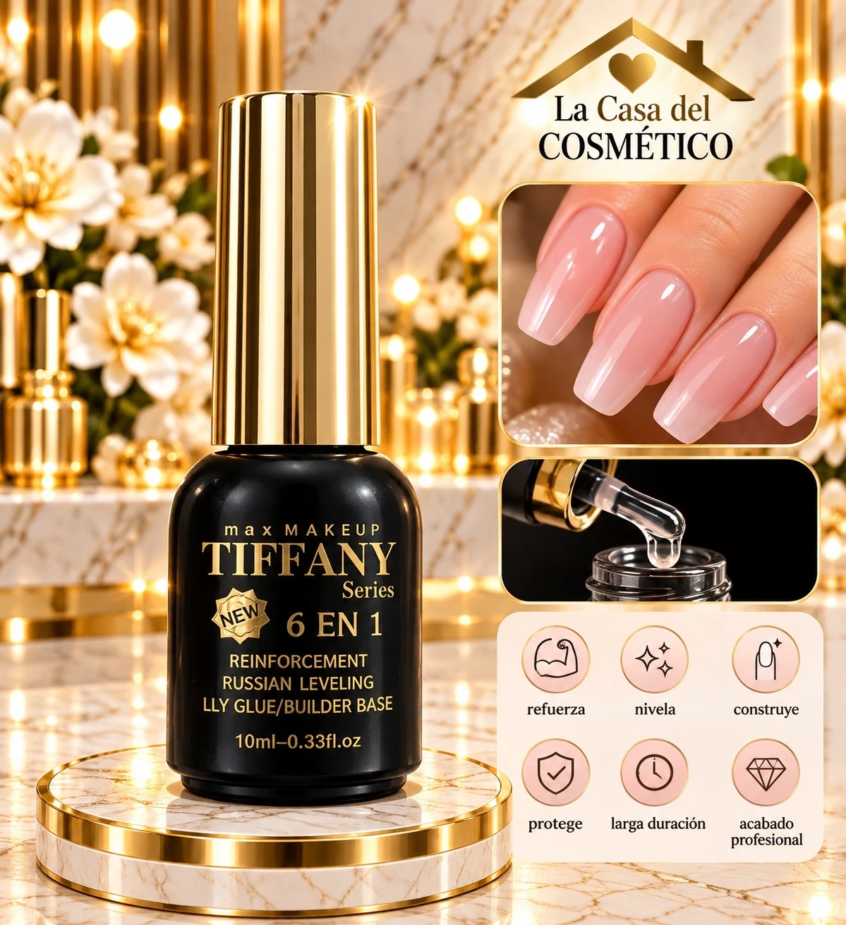 tiffany 6 en 1 base constructora y niveladora 10 ml