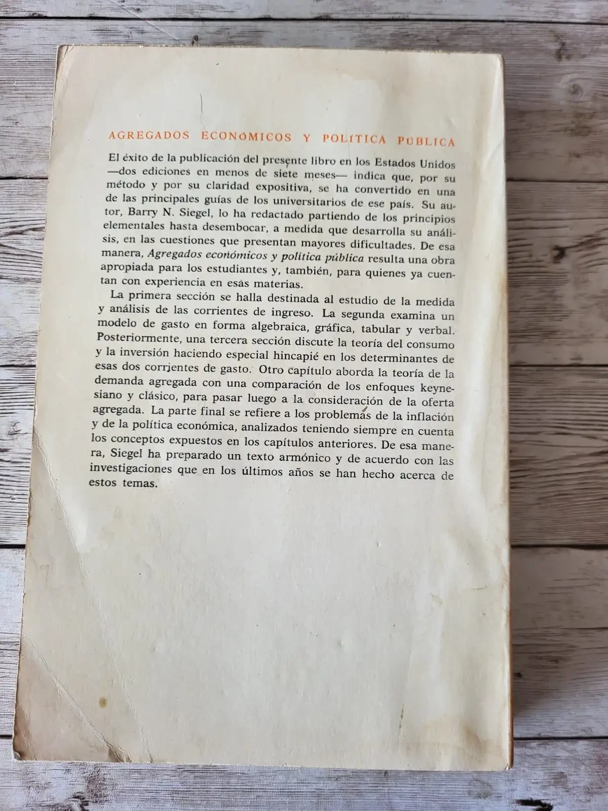 Agregados económicos y política pública / Barry N. Siegel / Economia 2