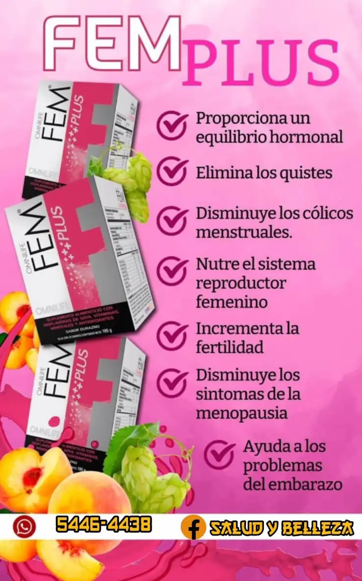 Fem Plus con sabor a durazno C/30 Sobres