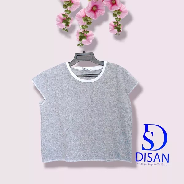 Polo crop Melange con blanco 