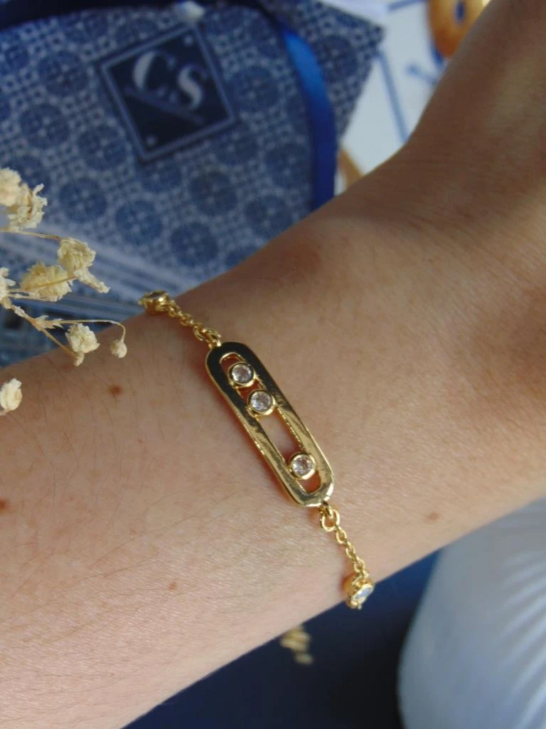 PULSERA RODIO DOR MSK MEDIO 3 CIRCONES  7MM | 17CM LARGO + EXTENSOR